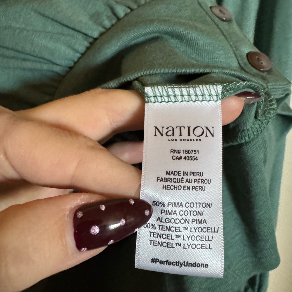 Nation LTD Olive Blouse Sz Small in Green Cardigan Cropped Knit‎ - Picture 5 of 7